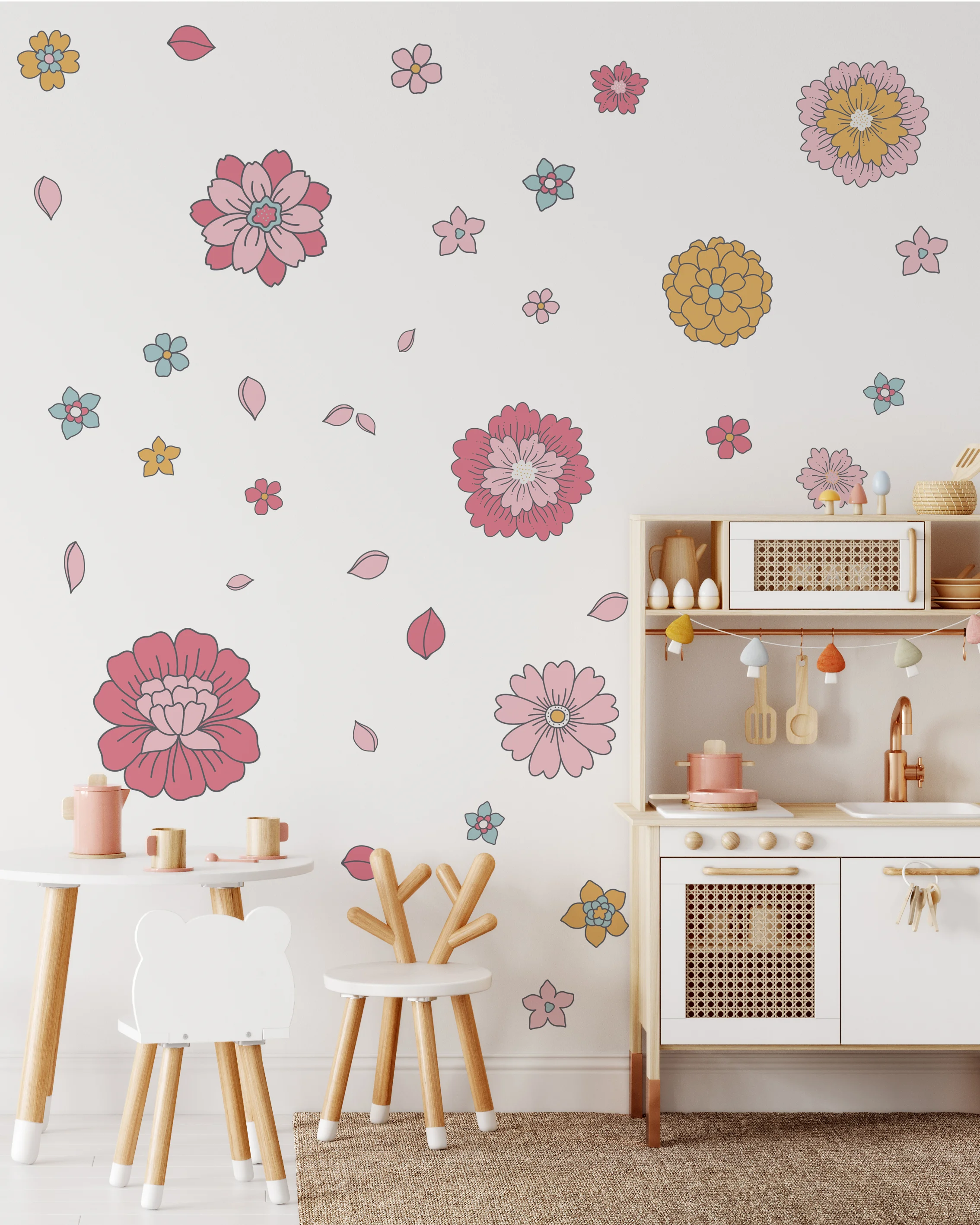 Prezentare Decor Stickere de Perete flori pastel