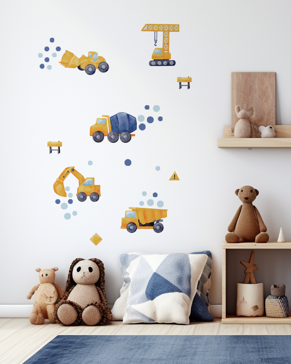 Sticker textil Murale pentru camera baietilor Pe santier