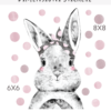 Dimensiune Sticker textil Murale pentru camera fetelor iepuras cu buline roz