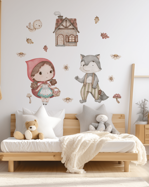 autocolant textil perete pentru copii scufița roșie