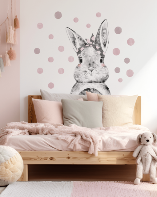 autocolant textil perete iepuras pentru camera de fete