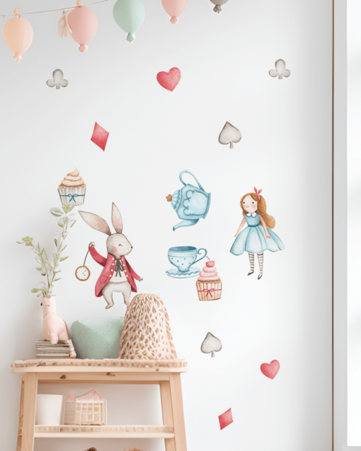 AUTOCOLANT PERETE alice in tara minunilor pentru fete textil, repozitionabil