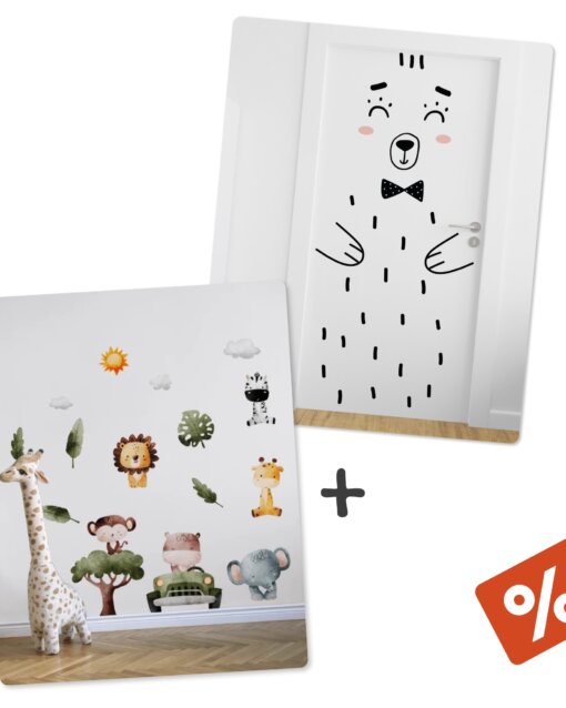 Pachet promotional stickere textile in safari plus ursulet