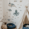 sticker textil perete pentru băieți univers acvatic